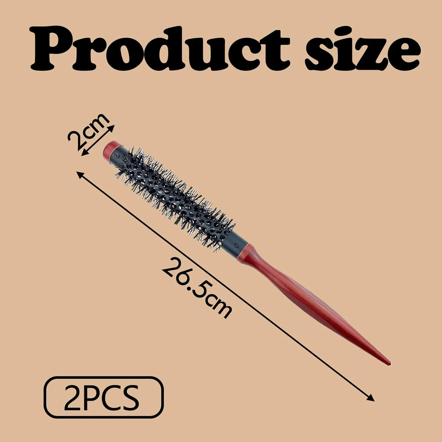 2 عدد برس مو گرد حرارتی، برس گرد کوچک برای فر کردن، برس مو گرد کوچک برای خشک کردن با سشوار، برس مو گرد مردانه، برس مو برای فر کردن