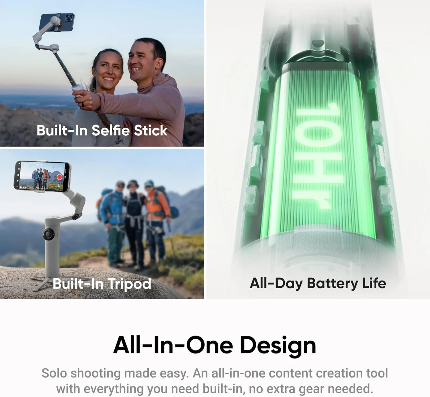 گیمبال Insta360 Flow 2 | کنترل با اشاره، ردیابی چهره، برای پخش زنده، وبلاگ نویسان، تماس های ویدیویی، برای اندروید و iOS (خاکستری سنگی، بسته ردیاب هوش مصنوعی)