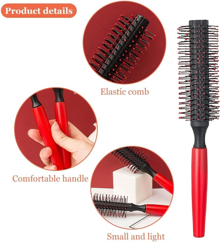 ست برس مو گرد 2 عددی، برس حرفه ای برای فر کردن و حالت دادن مو، برس متوسط گرد برای خشک کردن مو با سشوار، صاف کردن و حجم دادن به مو