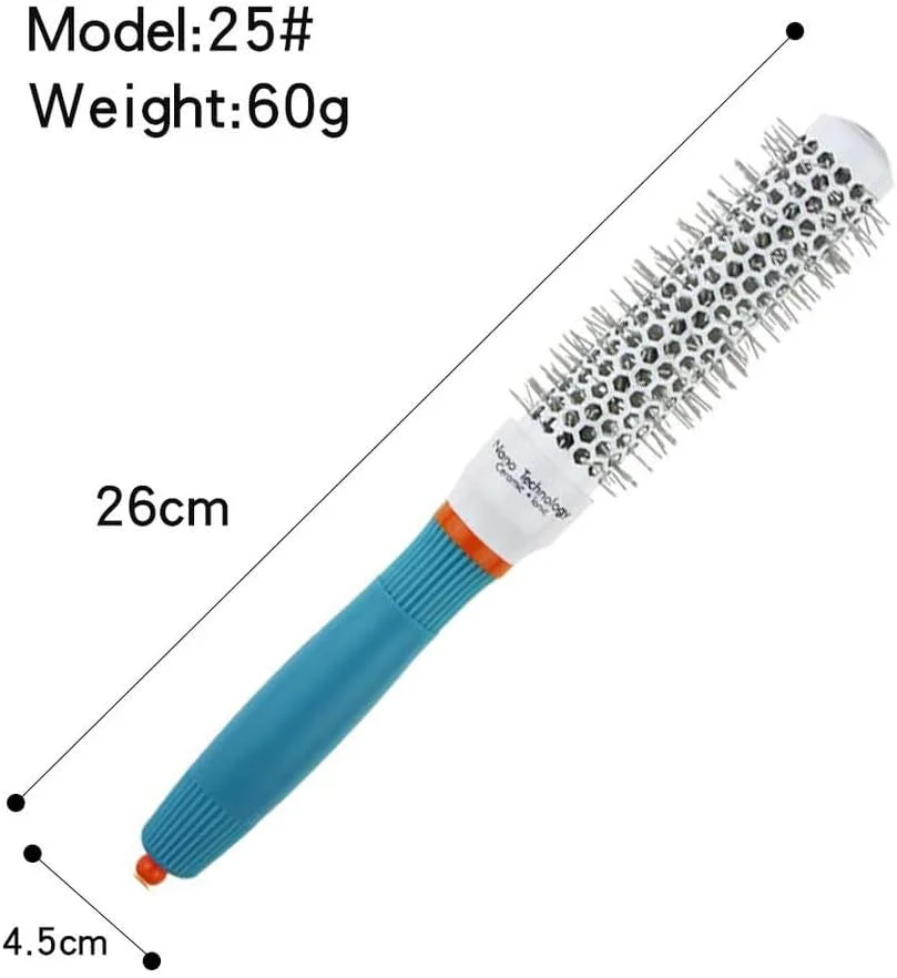 دو عدد برس گرد برای خشک کردن مو (قطر 2.5 و 3.3 سانتی متر)، نرم و ضد الکتریسیته ساکن، برس حالت دهنده حرفه ای مو برای حالت دادن، فر کردن و صاف کردن (غیر برقی)