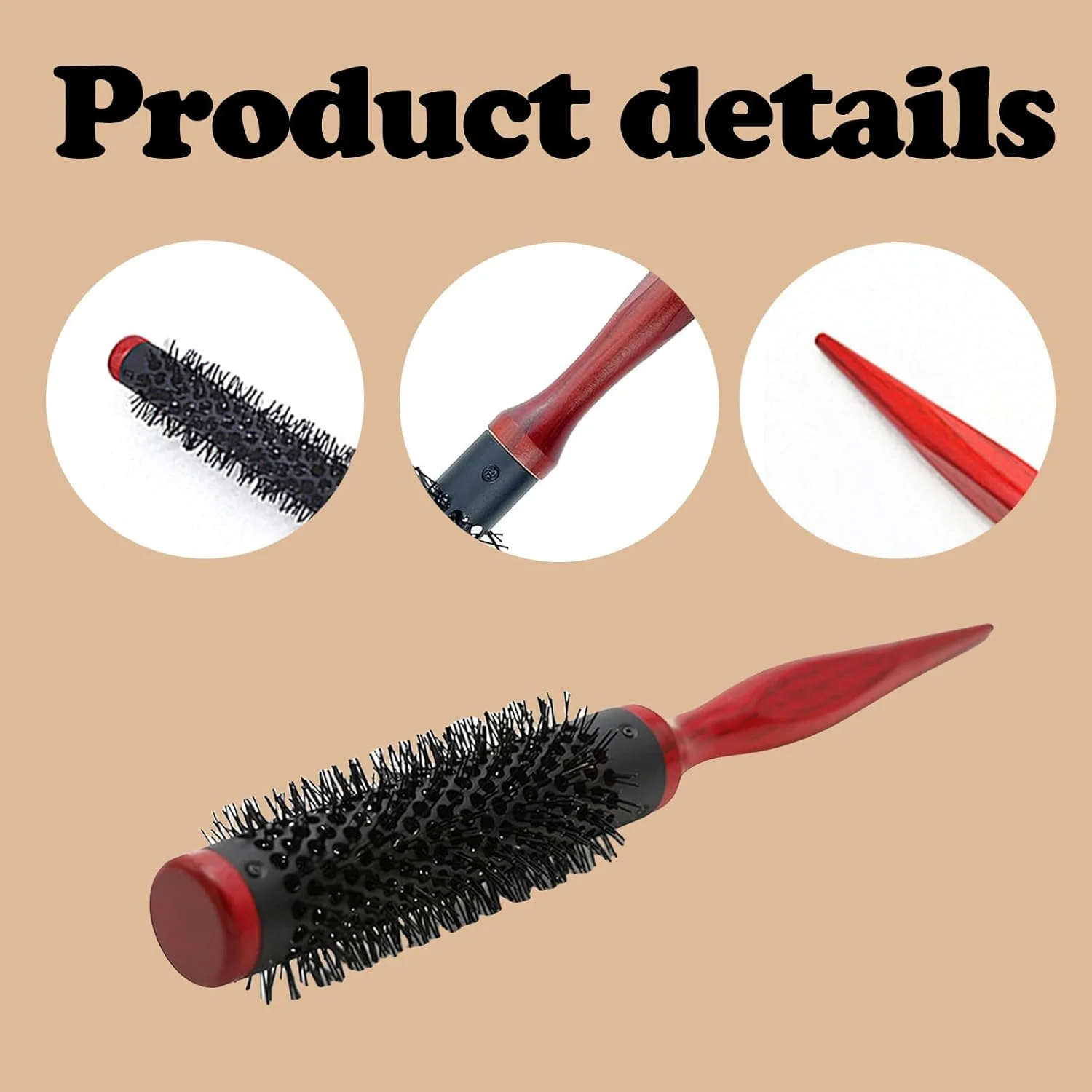 2 عدد برس مو گرد حرارتی، برس گرد کوچک برای فر کردن، برس مو گرد کوچک برای خشک کردن با سشوار، برس مو گرد مردانه، برس مو برای فر کردن