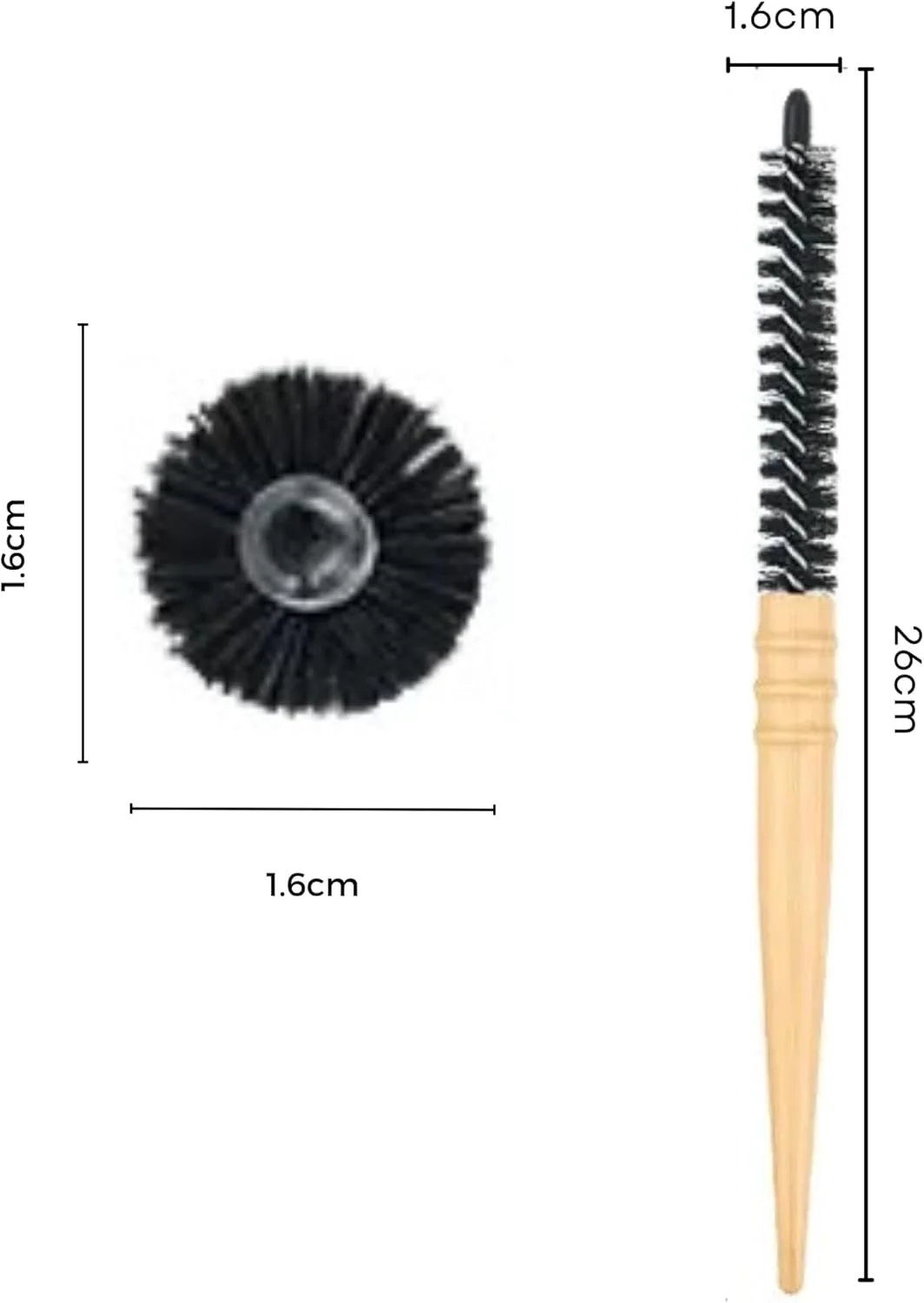 برس مو گرد با دسته چوبی، برس مو دسته چوبی سبک وزن، بهترین برای حالت دادن به موهای نازک، برس چوبی گرد با دسته (سایز کوچک)