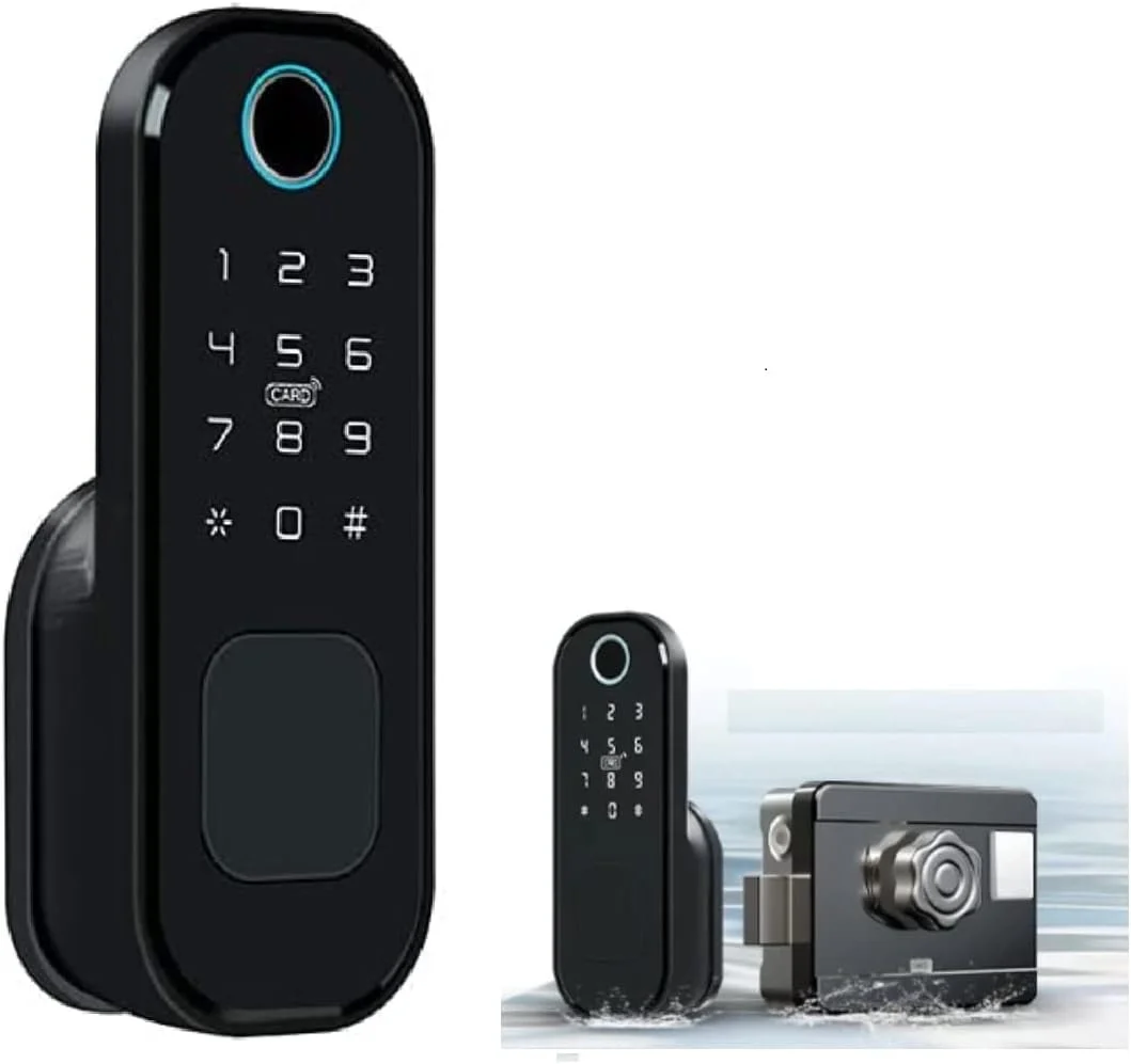 قفل هوشمند Eazyliv Tuya ضد آب، قفل حاشیه‌ای اثر انگشت وای فای، کارت هوشمند، قفل درب الکترونیکی کد دیجیتال برای امنیت خانه