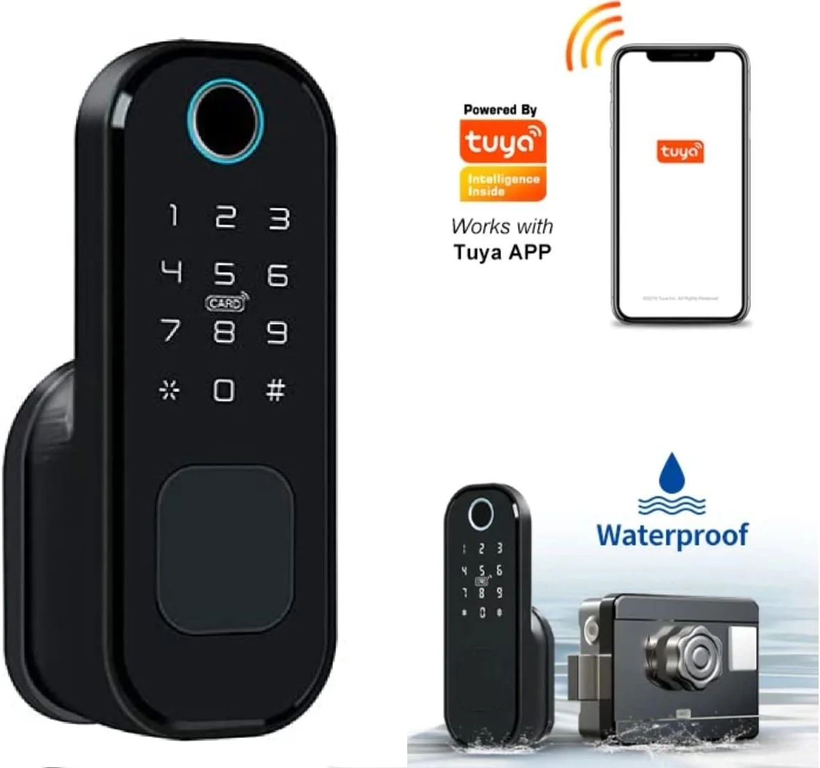 قفل هوشمند Eazyliv Tuya ضد آب، قفل حاشیهای اثر انگشت وای فای، کارت هوشمند، قفل درب الکترونیکی کد دیجیتال برای امنیت خانه قفل هوشمند Eazyliv Tuya ضد آب، قفل حاشیهای اثر انگشت وای فای، کارت هوشمند، قفل درب الکترونیکی کد دیجیتال برای امنیت خانه