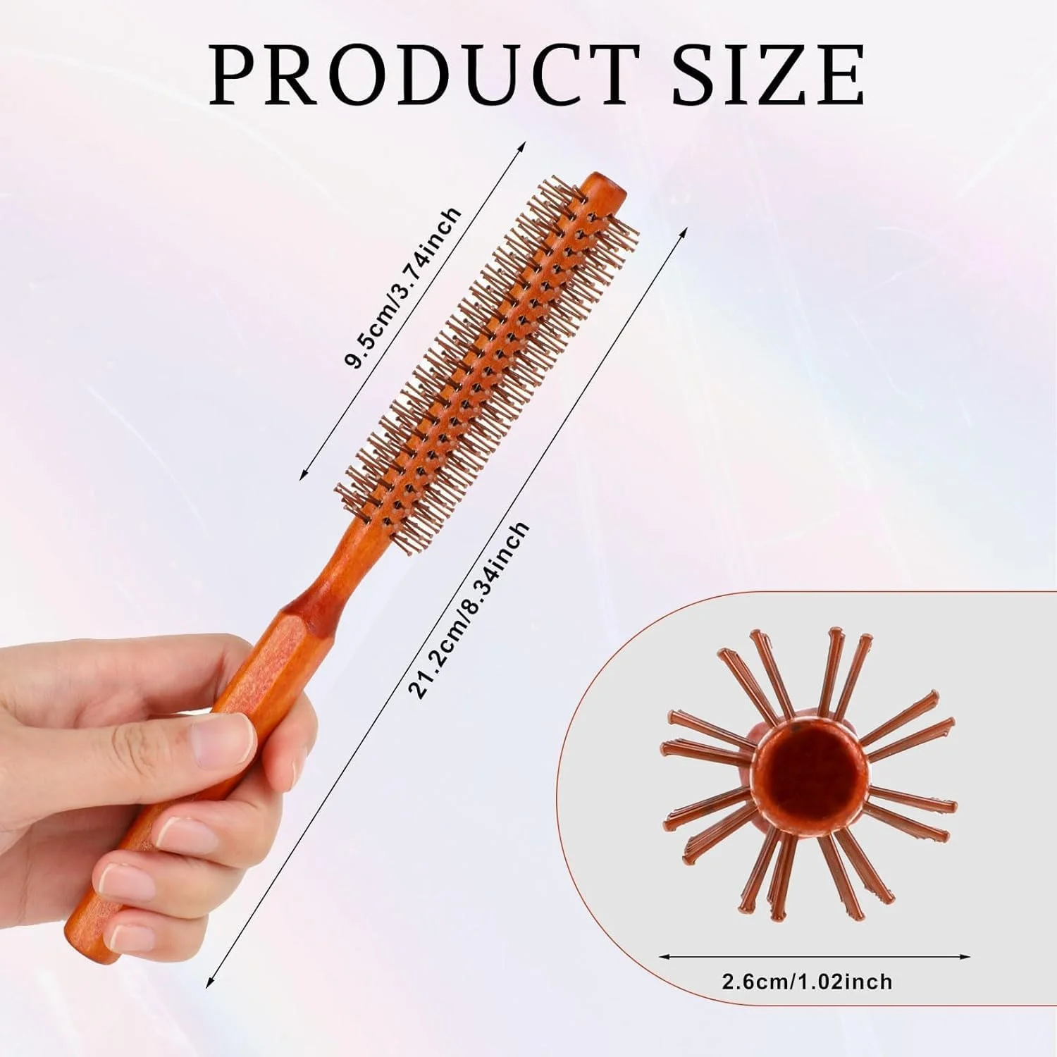 یک عدد برس چرخشی کوچک برای خشک کردن با سشوار، شانه فر کننده برس مویی چوبی گرد برای حالت دادن به مو یک عدد برس چرخشی کوچک برای خشک کردن با سشوار، شانه فر کننده برس مویی چوبی گرد برای حالت دادن به مو