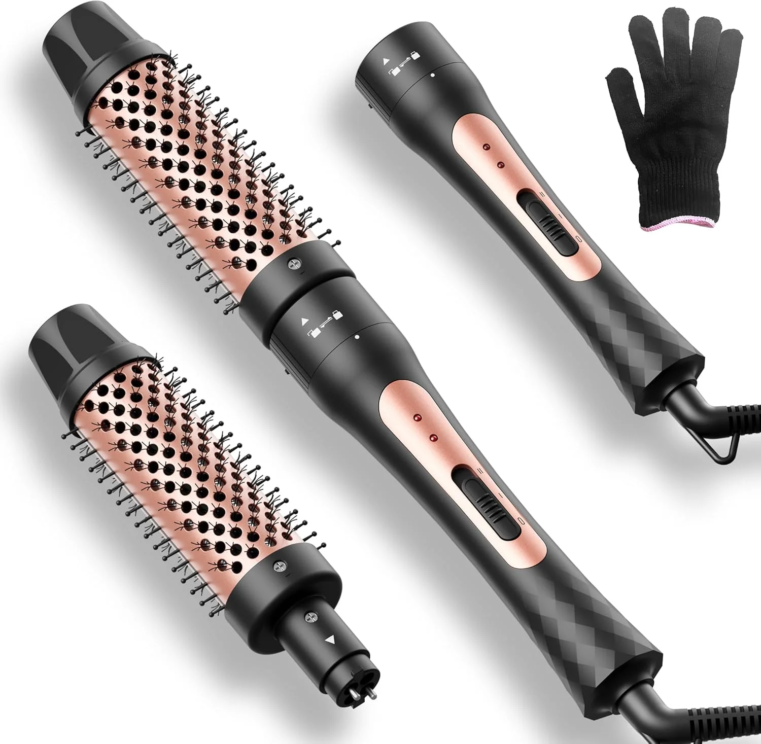 برس حرارتی 1.5 اینچی، برس حرارتی حالت دهنده، برس حجم دهنده یونی سرامیکی تورمالین PTC دوگانه، اتو مو فر کننده مسافرتی 110-240 ولت