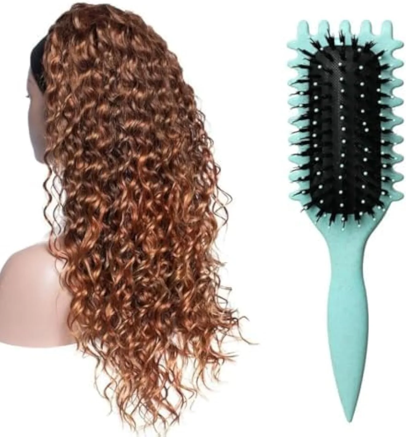 برس موی فر، برس حالت دهنده فر، شانه حالت دهنده و جدا کننده فر برای زنان و مردان، کشش کمتر و جداسازی فر، دستیابی به فرهای کاملاً مشخص (سبز)