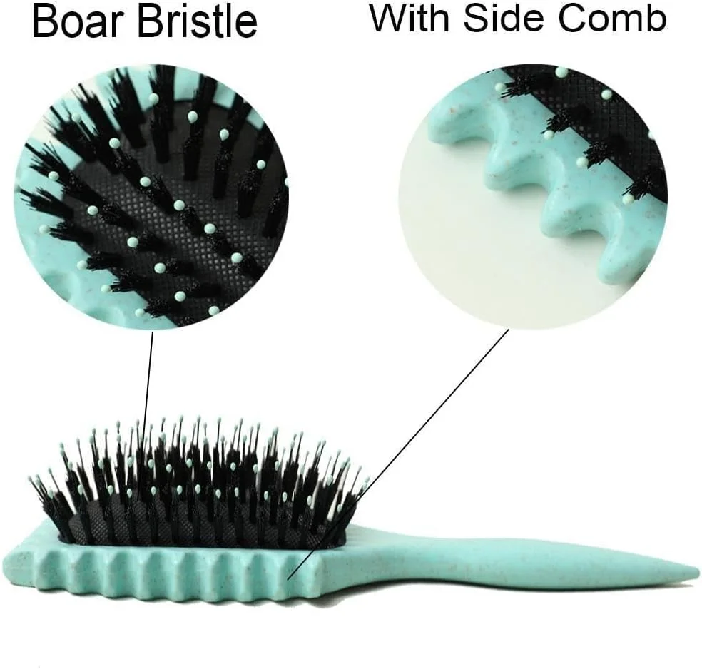 برس موی فر، برس حالت دهنده فر، شانه حالت دهنده و جدا کننده فر برای زنان و مردان، کشش کمتر و جداسازی فر، دستیابی به فرهای کاملاً مشخص (سبز)