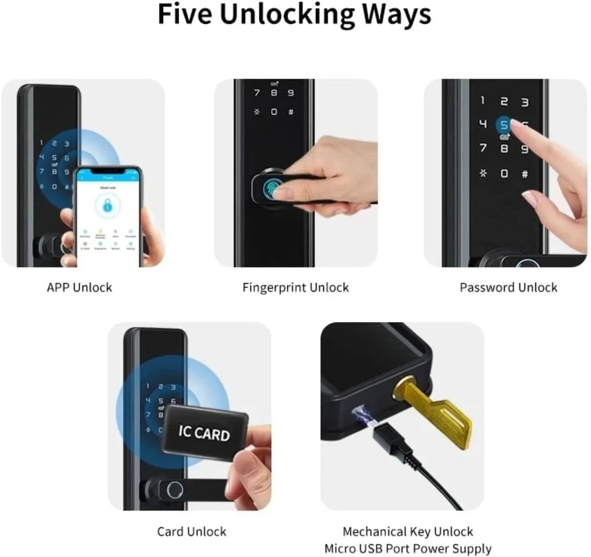 قفل درب بیومتریک هوشمند Eazyliv Smart Solutions Tuya WiFi، ورود بدون کلید با اثر انگشت، رمز عبور موقت، RFID، برنامه بی سیم، کلید مکانیکی، صفحه کلید لمسی، قفل دیجیتال (برنز قرمز)