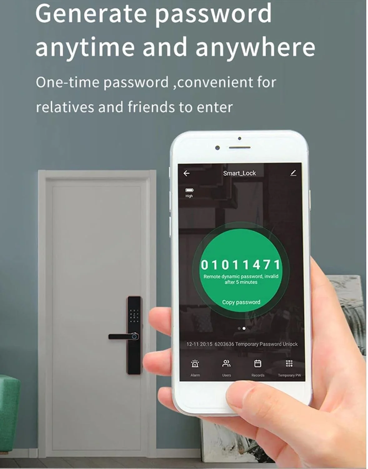قفل درب بیومتریک هوشمند Eazyliv Smart Solutions Tuya WiFi، ورود بدون کلید با اثر انگشت، رمز عبور موقت، RFID، برنامه بی سیم، کلید مکانیکی، صفحه کلید لمسی، قفل دیجیتال (برنز قرمز)