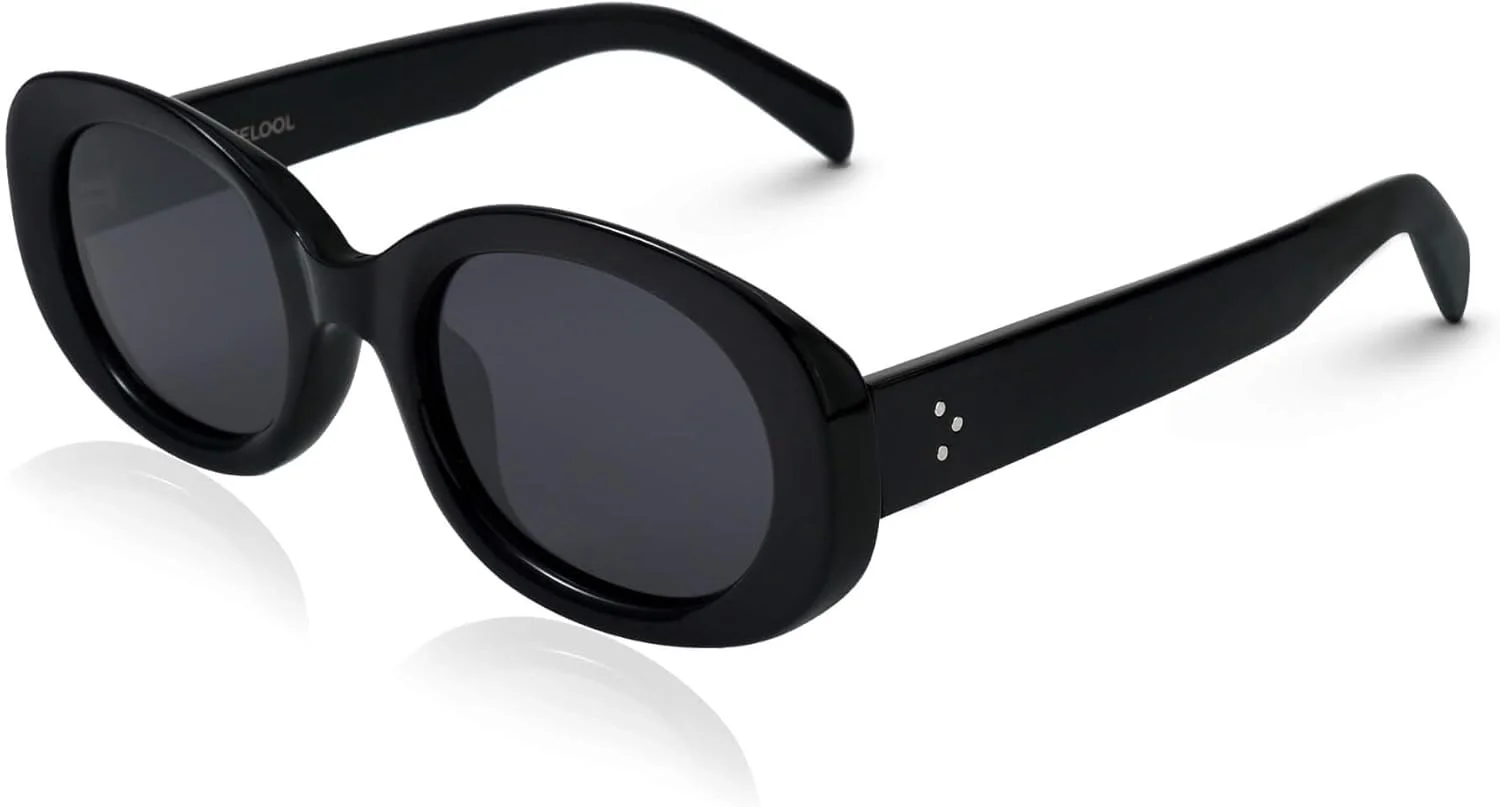 عینک آفتابی بیضی رترو Zeelool زنانه پلاریزه با محافظت UV400، عینک آفتابی دهه 90، سایه های وینتیج