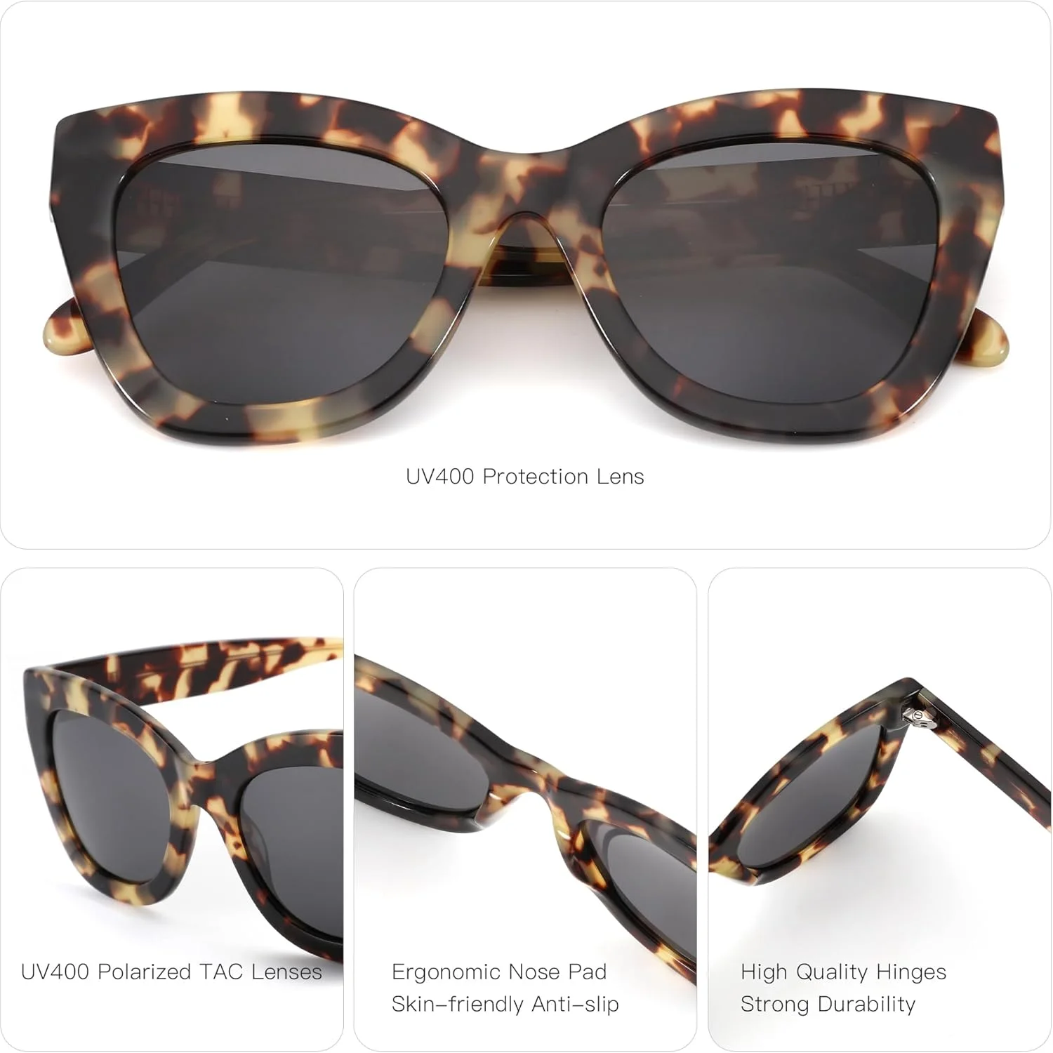 عینک آفتابی زنانه پلاریزه ترندی ZENOTTIC: سایه های چشم گربه ای رترو - عینک آفتابی طراحی شده برای خانم ها با محافظت UV400