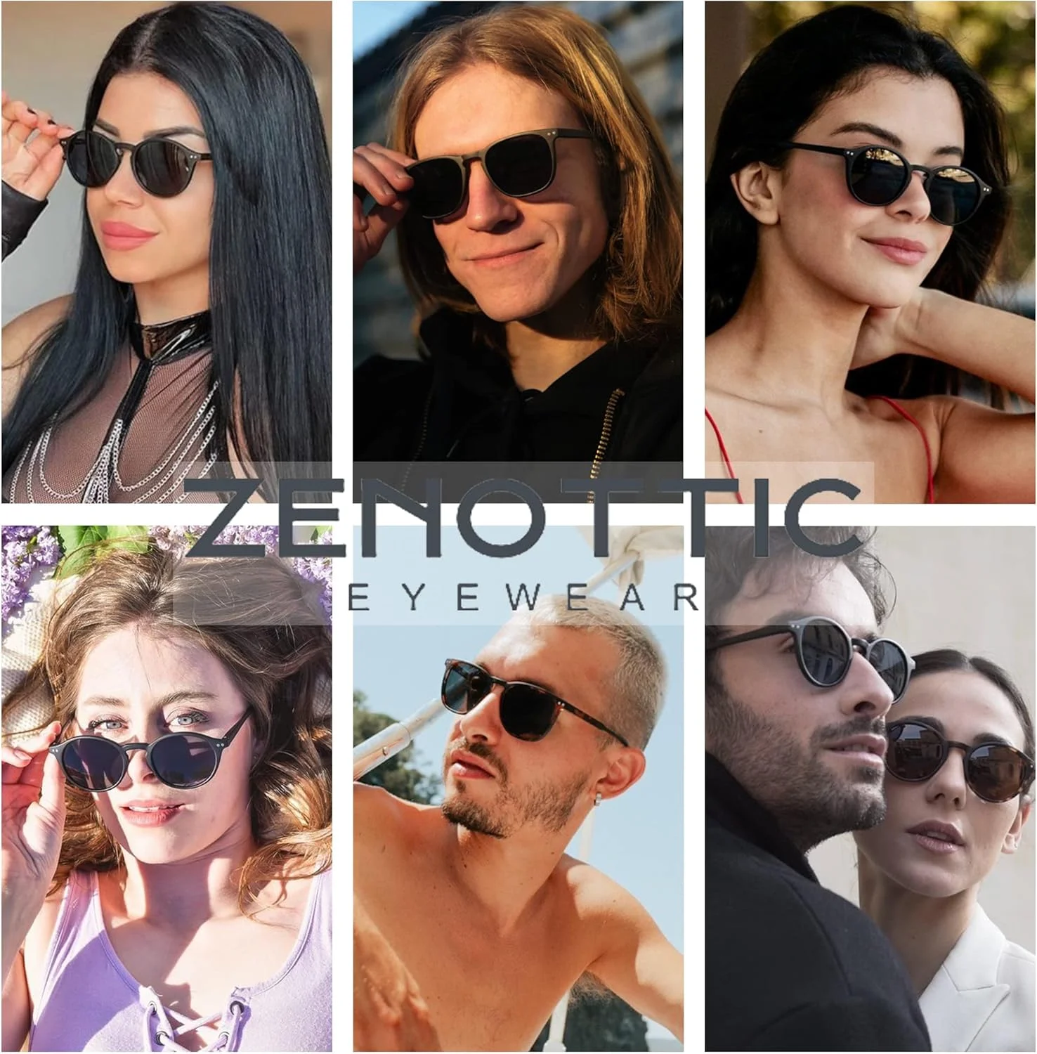 عینک آفتابی پلاریزه زنوتیک برای زنان و مردان: سایه های رترو گرد | فریم مربعی محافظت در برابر اشعه ماوراء بنفش 2 عددی