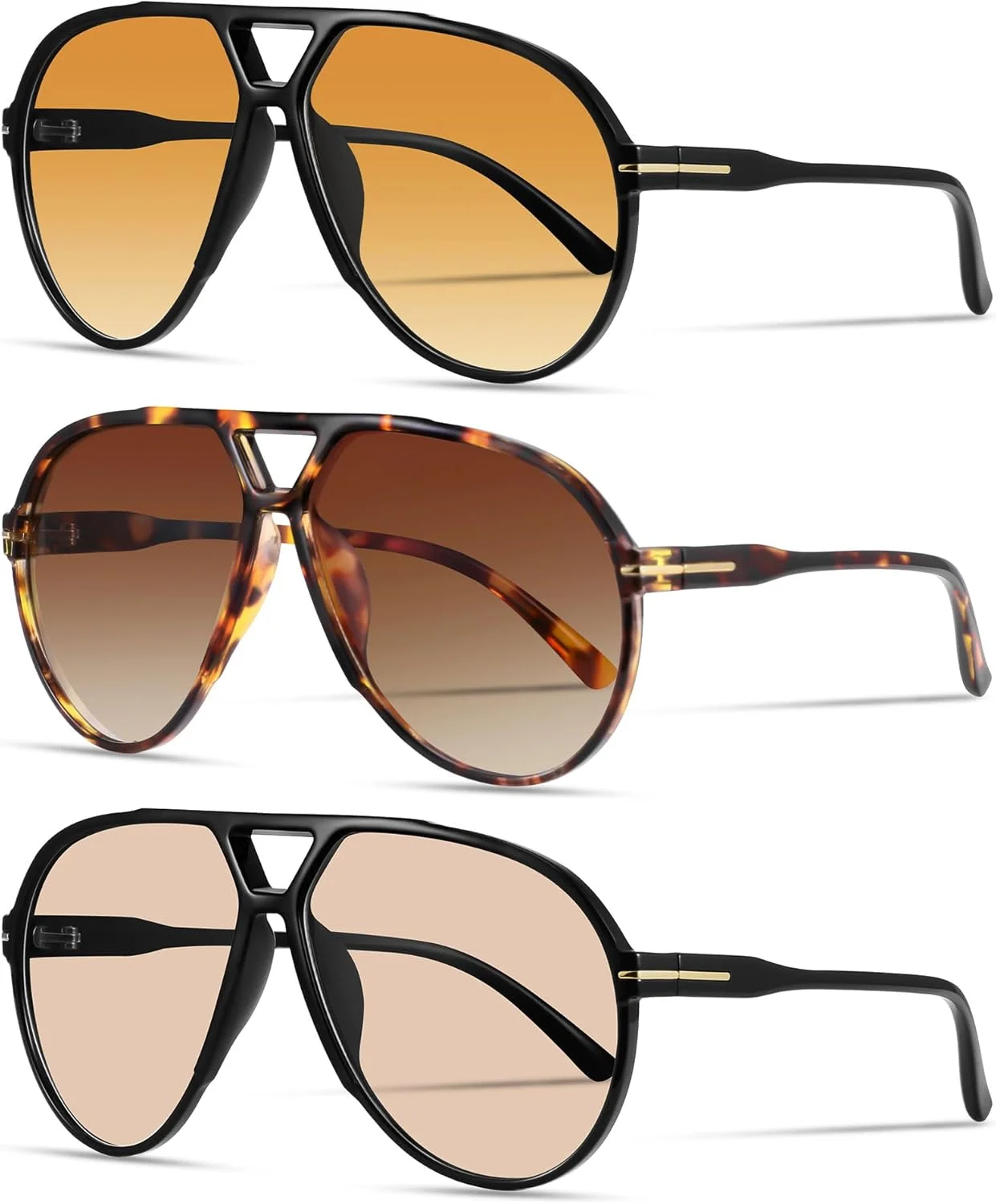 عینک آفتابی خلبانی بزرگ رترو YMRFW برای زنان و مردان، کلاسیک دهه 70، سبک وینتیج، فریم بزرگ و مد روز