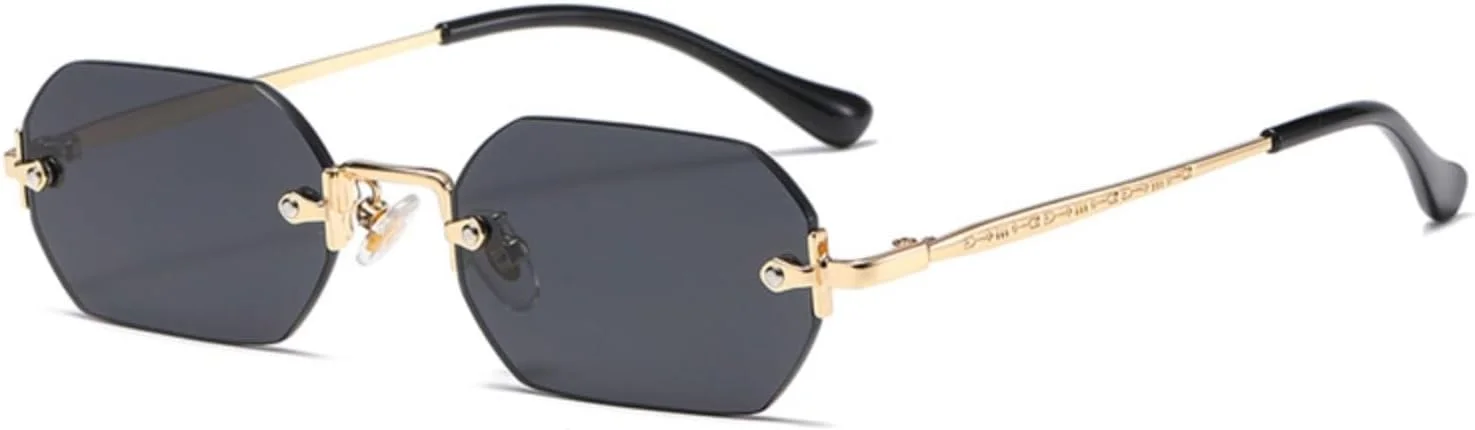 عینک آفتابی مستطیلی بدون فریم رترو WDZAYXC برای زنان و مردان