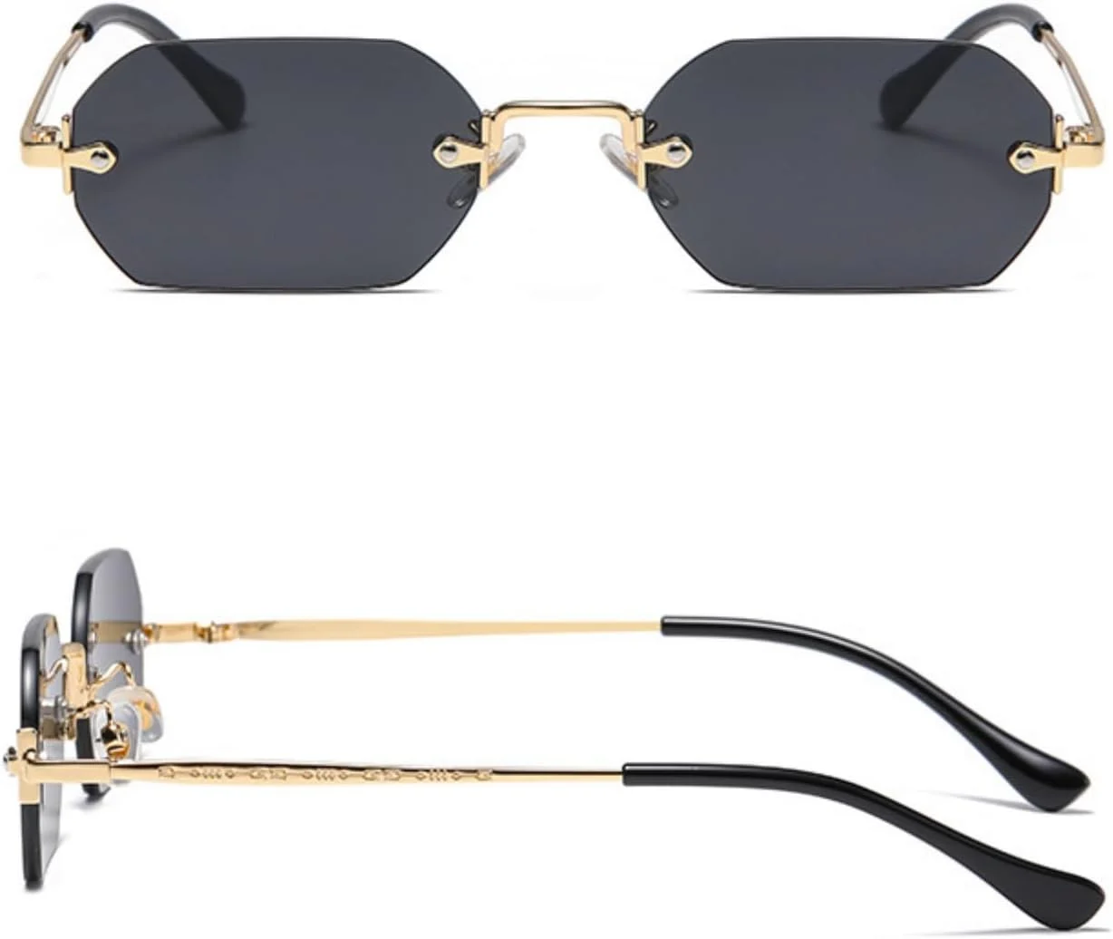 عینک آفتابی مستطیلی بدون فریم رترو WDZAYXC برای زنان و مردان