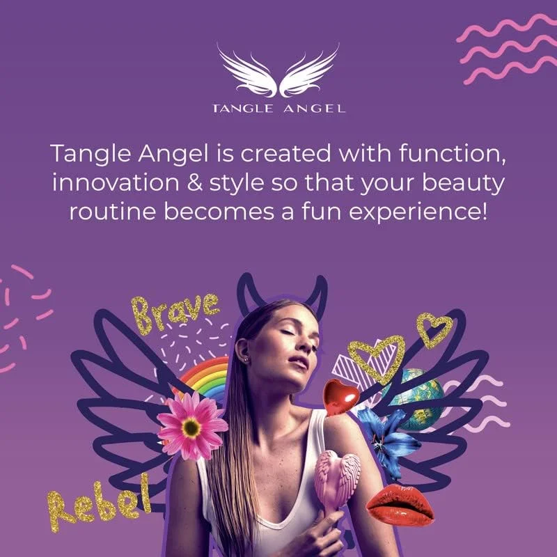 برس باز کننده گره مو Tangle Angel - برس های باز کننده گره مو برای خانم ها با موهای صاف، موج دار، فر، بلند، ضخیم و وز - برس صاف کننده برای حمام و حالت دادن به مو - صورتی اکلیلی برس باز کننده گره مو Tangle Angel - برس های باز کننده گره مو برای خانم ها با موهای صاف، موج دار، فر، بلند، ضخیم و وز - برس صاف کننده برای حمام و حالت دادن به مو - صورتی اکلیلی