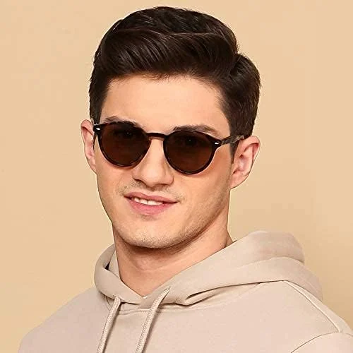 عینک آفتابی VINCENT CHASE EYEWEAR از Lenskart | قهوه ای دور کامل گرد | MIRAGE | عینک آفتابی مارک دار جدید و شیک | پلاریزه و 100% محافظت در برابر اشعه ماوراء بنفش (UV 400) | مردانه و زنانه | بزرگ | VC S11744