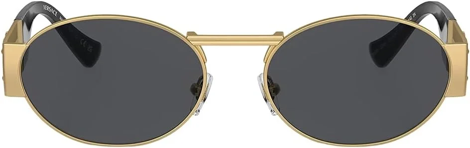 عینک آفتابی унисекс ورساچه، فریم طلایی مات، لنزهای خاکستری تیره، 56 میلی متر