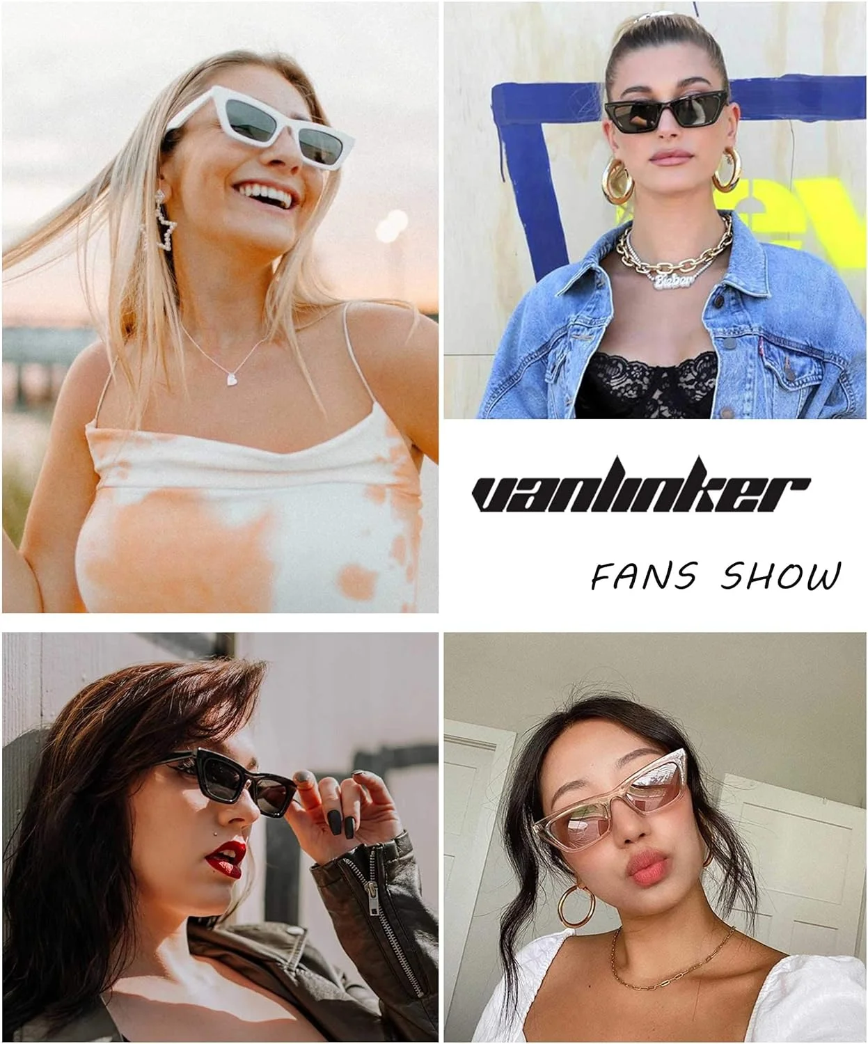 عینک آفتابی زنانه VANLINKER مدل چشم گربه ای باریک و کوچک، لنزهای رنگی Y2k مناسب مهمانی، سایه زرد