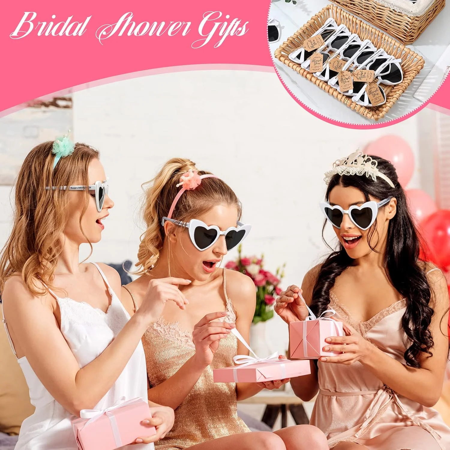 ویبین 50 عدد عینک آفتابی قلبی شکل برای مهمانی عروسی، هدیه تولد و مهمانی مجردی