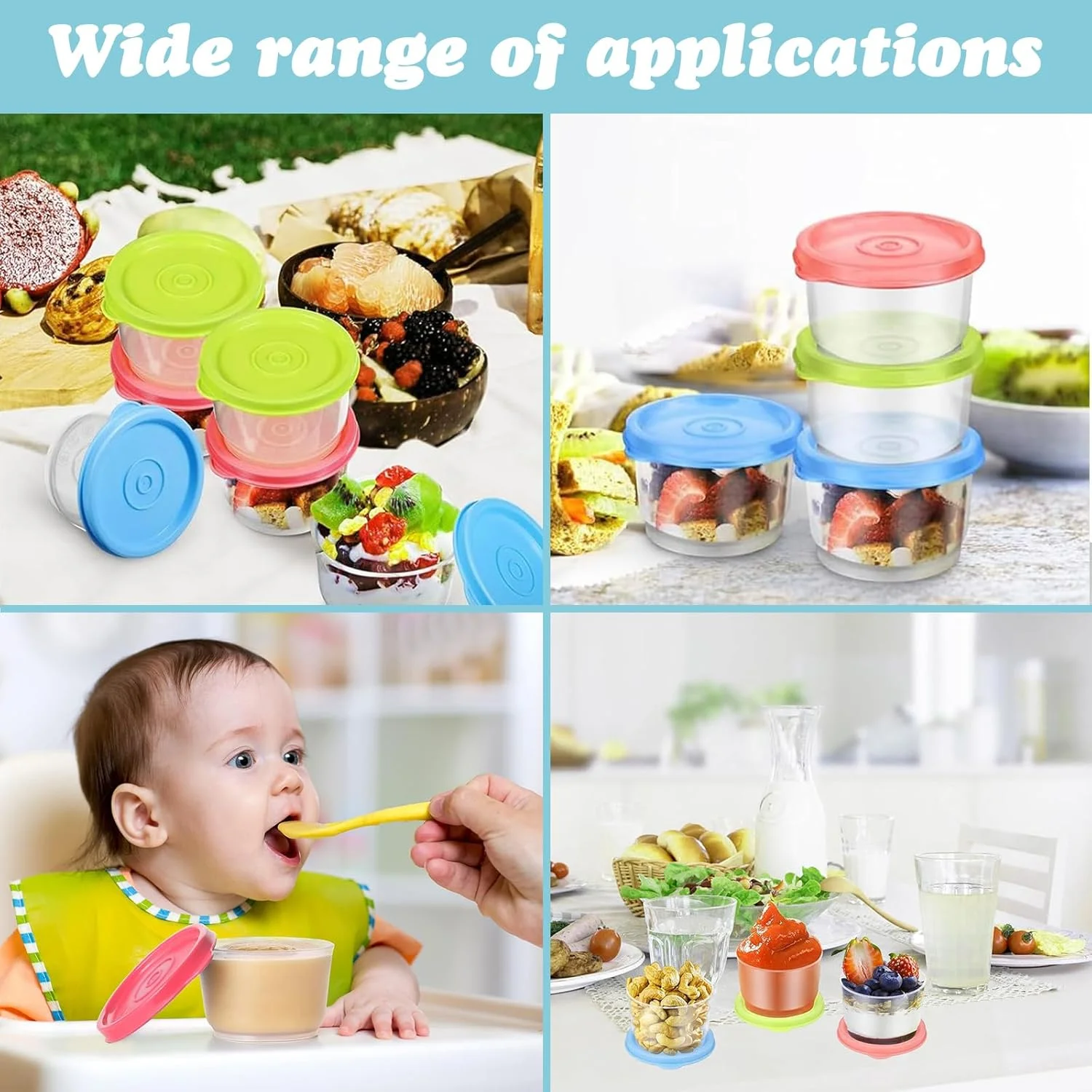 ظروف غذای کوچک ZUYIST، 8 عدد ظرف اسنک 150 میلی لیتری قابل استفاده مجدد با درب، ظروف سس PP ضد نشت، ظروف کوچک قابل چیدن برای ناهار، ماست، میوه، قابل استفاده در مایکروویو و فریزر