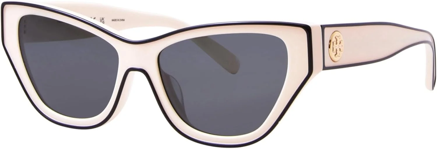 عینک آفتابی زنانه توری Burch مدل TY7206U 198887 عاجی/مشکی/طلایی/خاکستری تیره 54 میلی متر