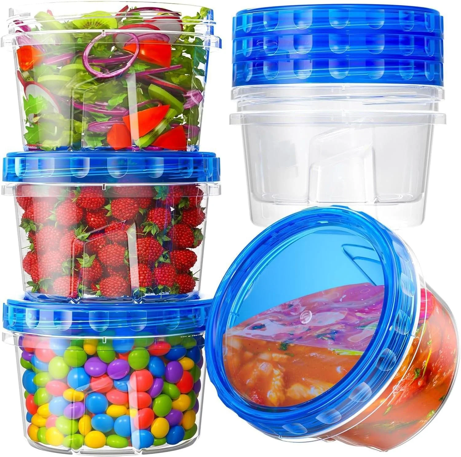 ظروف نگهداری مواد غذایی یلا جوی (بسته 6 عددی، 520 میلی لیتر) - ظروف پلاستیکی بدون BPA با درب های چرخشی، ضد نشت و قابل استفاده در مایکروویو/ماشین ظرفشویی