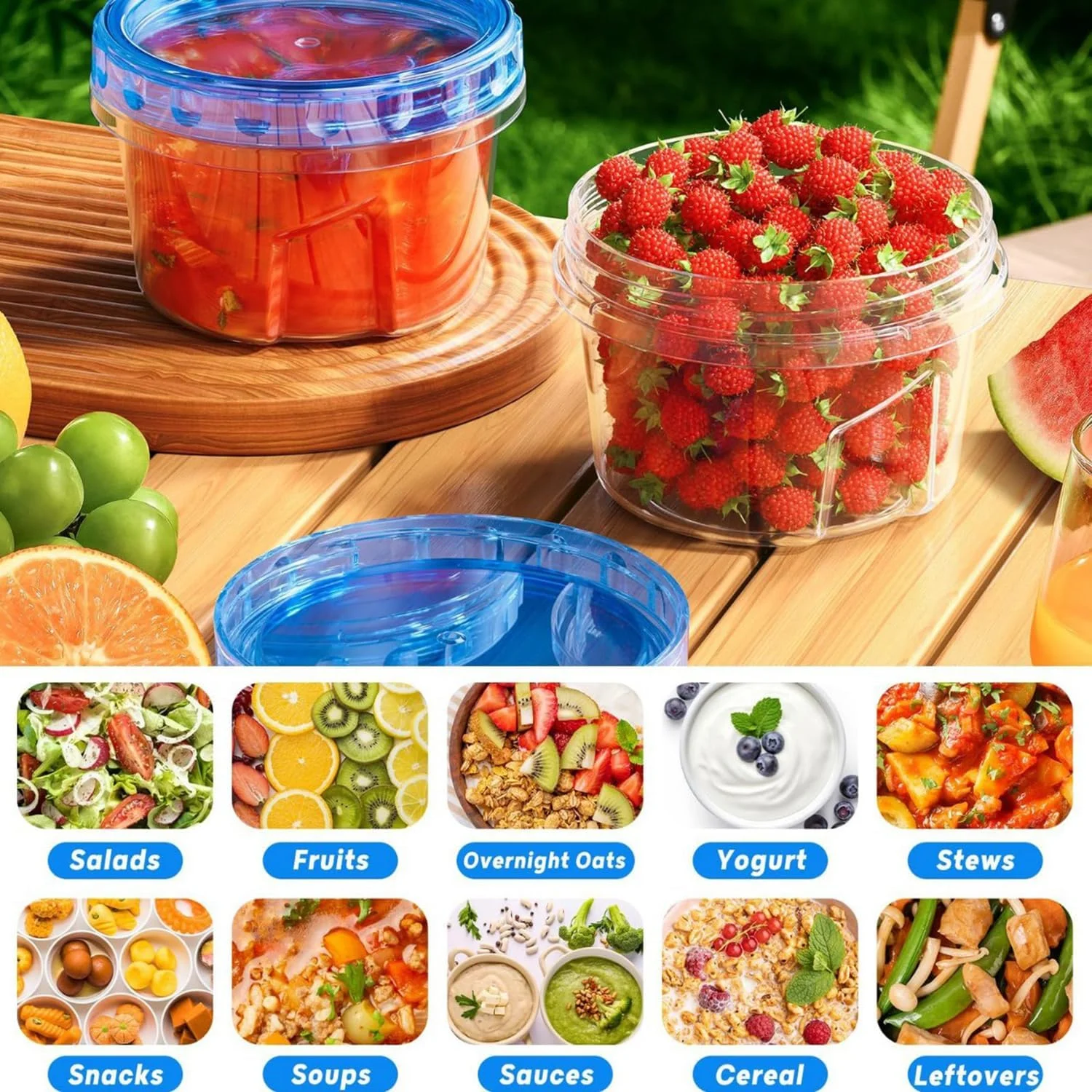 ظروف نگهداری مواد غذایی یلا جوی (بسته 6 عددی، 520 میلی لیتر) - ظروف پلاستیکی بدون BPA با درب های چرخشی، ضد نشت و قابل استفاده در مایکروویو/ماشین ظرفشویی ظروف نگهداری مواد غذایی یلا جوی (بسته 6 عددی، 520 میلی لیتر) - ظروف پلاستیکی بدون BPA با درب های چرخشی، ضد نشت و قابل استفاده در مایکروویو/ماشین ظرفشویی