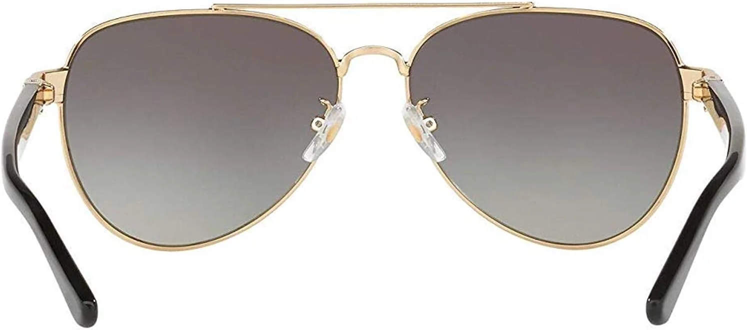 عینک آفتابی توری برچ مدل TY6070-327111 طلایی روشن براق با لنز خاکستری روشن تدریجی 57 میلی‌متری