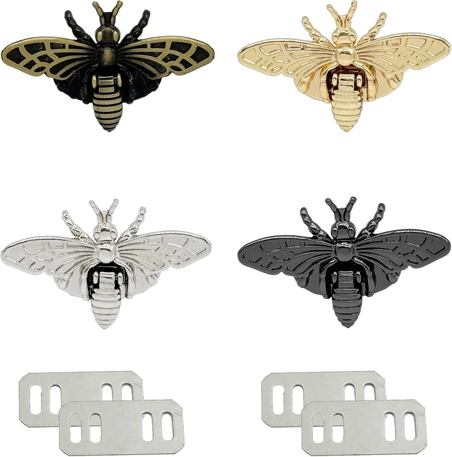 MIAO JIN 4 Sets 3D Bee Shape Bag Flip Buckles Alloy Purse Latch, Lock Purse Clasp Turn Lock,Lock Clutch Closure for DIY Leathercraft Shoulder Bag Briefcase Handbag Wallet Making