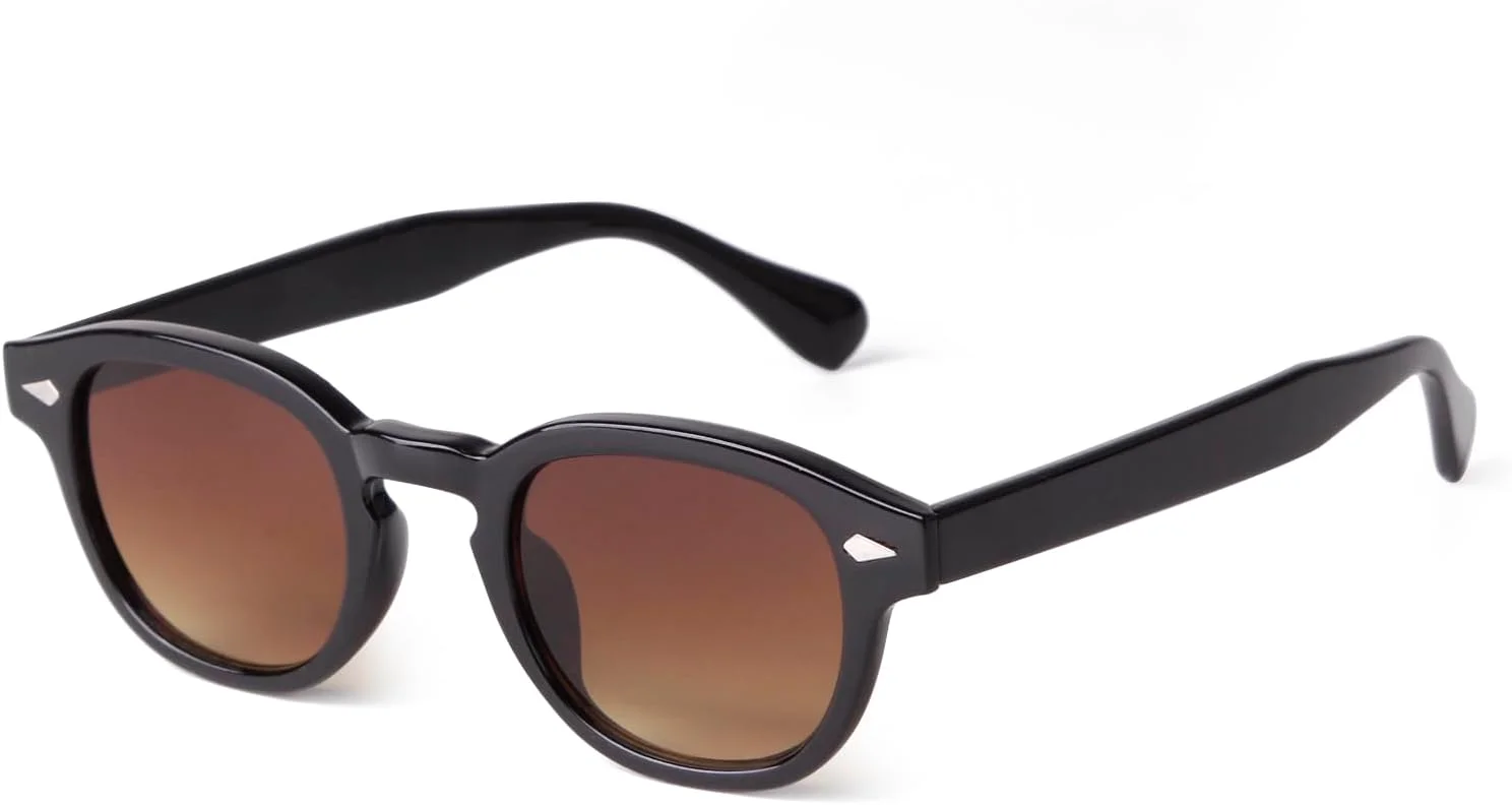 عینک آفتابی گرد رترو ADE WU زنانه مردانه، عینک آفتابی لنز رنگی با فریم دایره ای کوچک و سبک یونیسکس 46 میلی متری