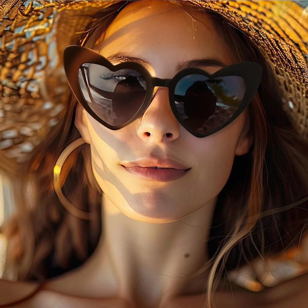 عینک آفتابی قلبی قرمز Karyllena، عینک هالووین، لوازم عروسی، لوازم رنگین کمانی، لوازم روز ولنتاین، مهمانی