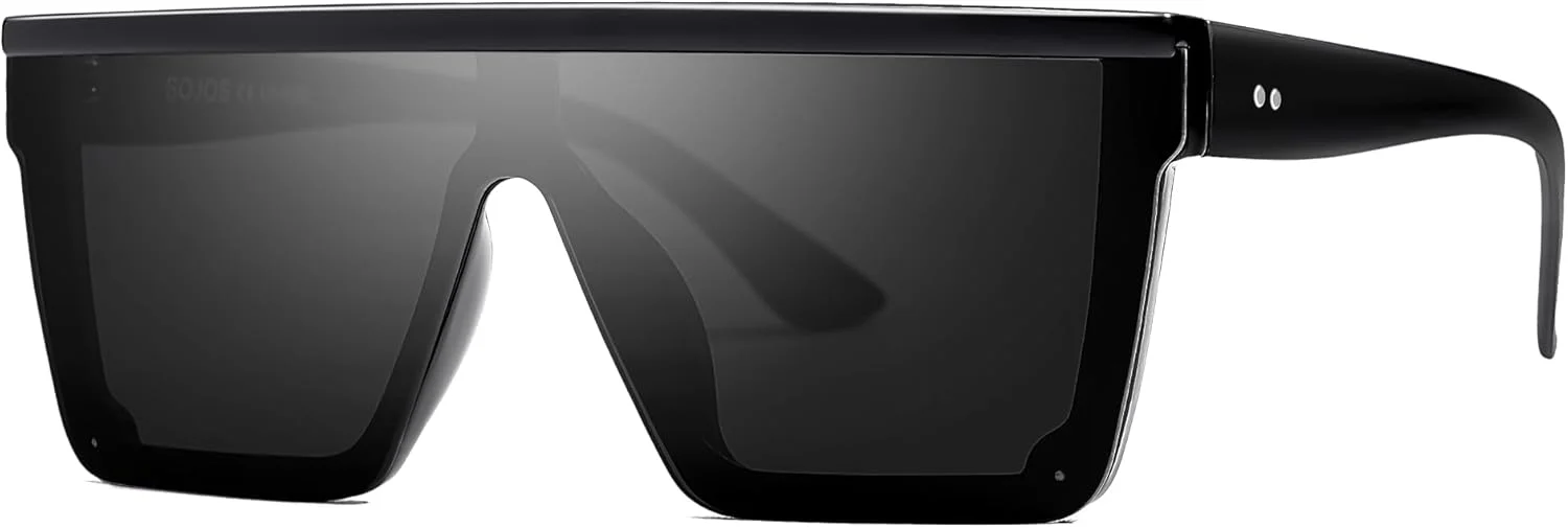 عینک آفتابی مربعی بزرگ زنانه SOJOS، فریم ضخیم، تخت، آینه‌ای، عینک آفتابی با لنز یکپارچه مدل SJ2117