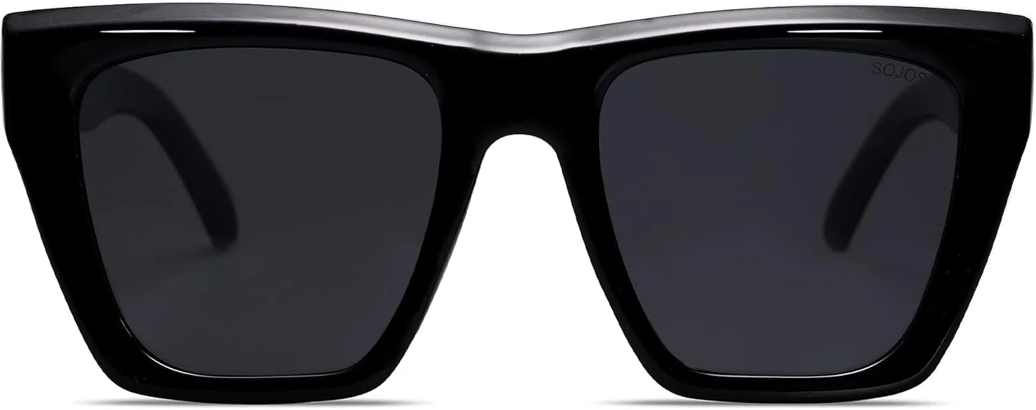عینک آفتابی پلاریزه گربه‌ای مربعی بزرگ سایز SOJOS، مدل وینتیج SJ2179، مناسب بانوان، مد روز و شیک