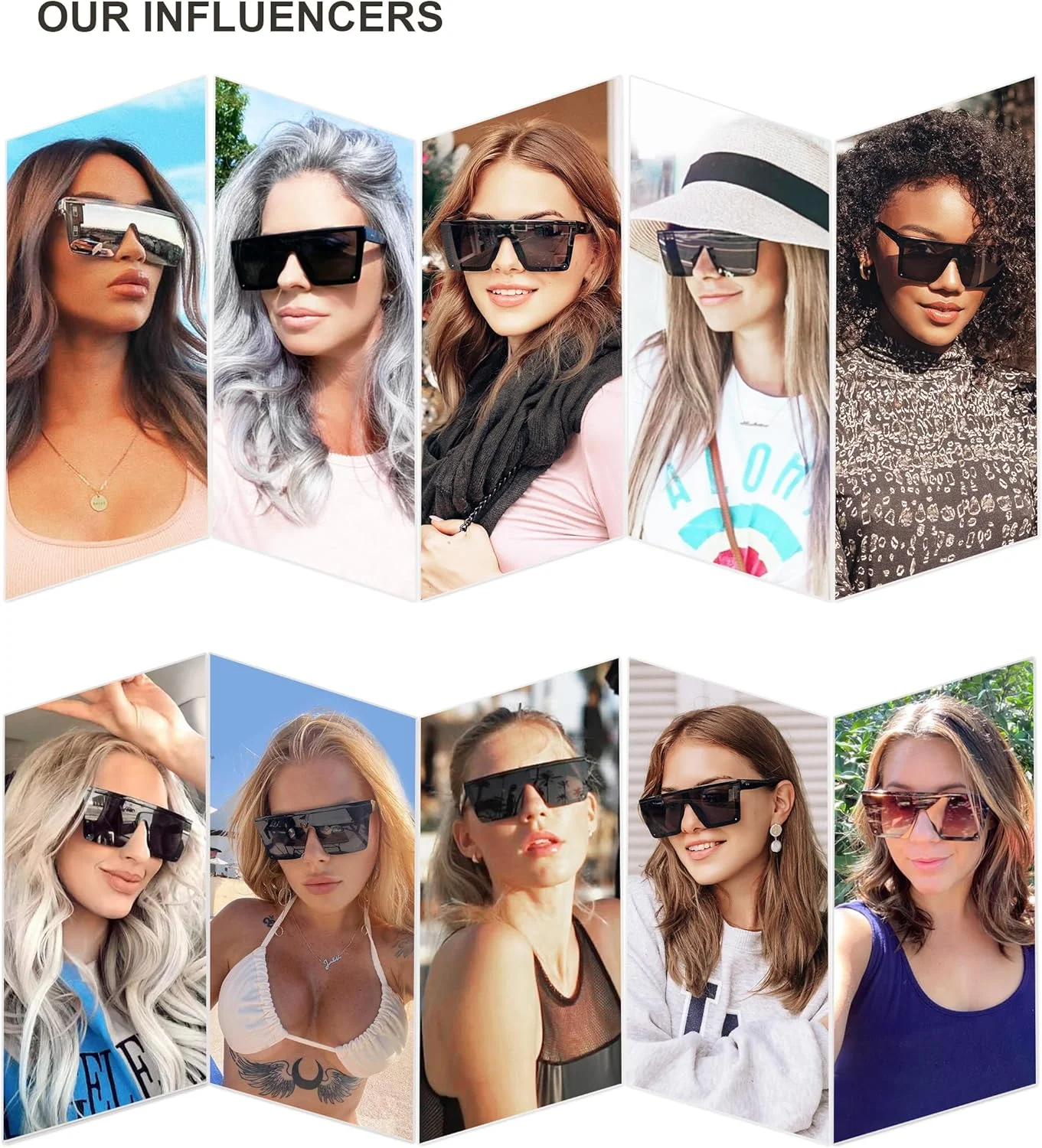 عینک آفتابی مربعی بزرگ زنانه SOJOS، فریم ضخیم، تخت، آینه‌ای، عینک آفتابی با لنز یکپارچه مدل SJ2117