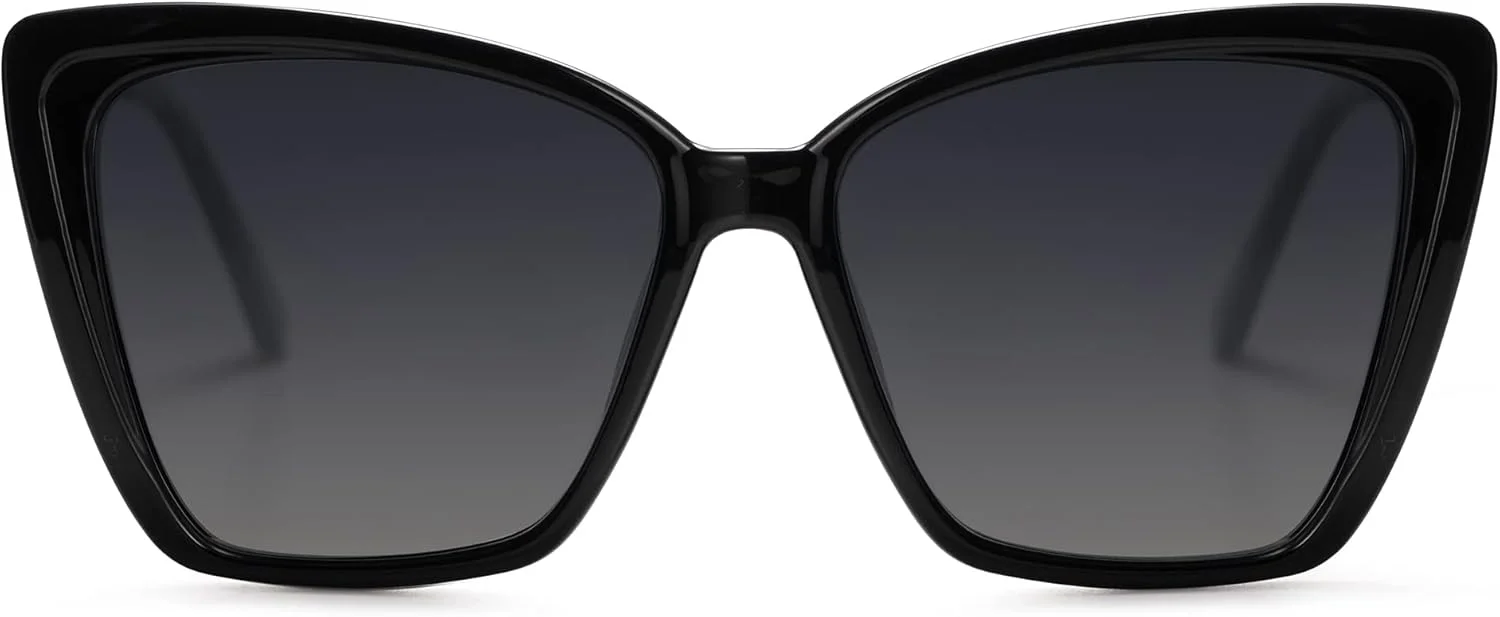 عینک آفتابی پلاریزه و مد روز زنانه SOJOS، عینک آفتابی مربعی بزرگ گربه ای زنانه یکپارچهسازی با سیستمعامل با محافظت UV مدل SJ2206