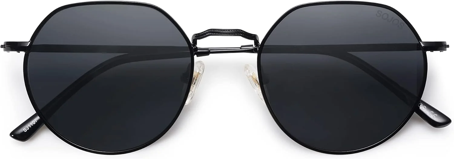 عینک آفتابی پلاریزه چند ضلعی گرد SOJOS زنانه مردانه، سایه های کلاسیک یکپارچهسازی با سیستمعامل SJ1157