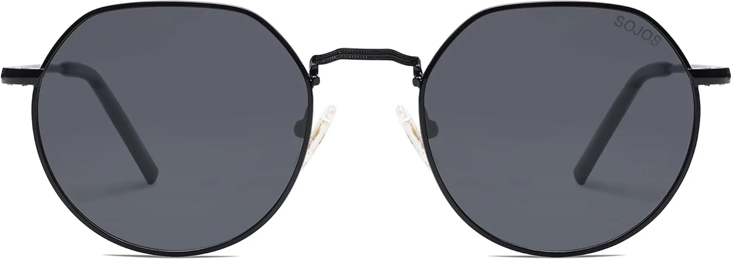 عینک آفتابی پلاریزه چند ضلعی گرد SOJOS زنانه مردانه، سایه های کلاسیک یکپارچهسازی با سیستمعامل SJ1157