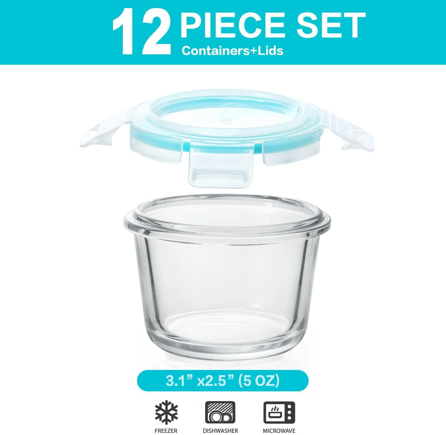 ظروف غذای کودک دایره ای 12 عددی تایکام، ضد هوا و ضد نشت - ظروف نگهداری غذای کودک برای وعده های غذایی آسان