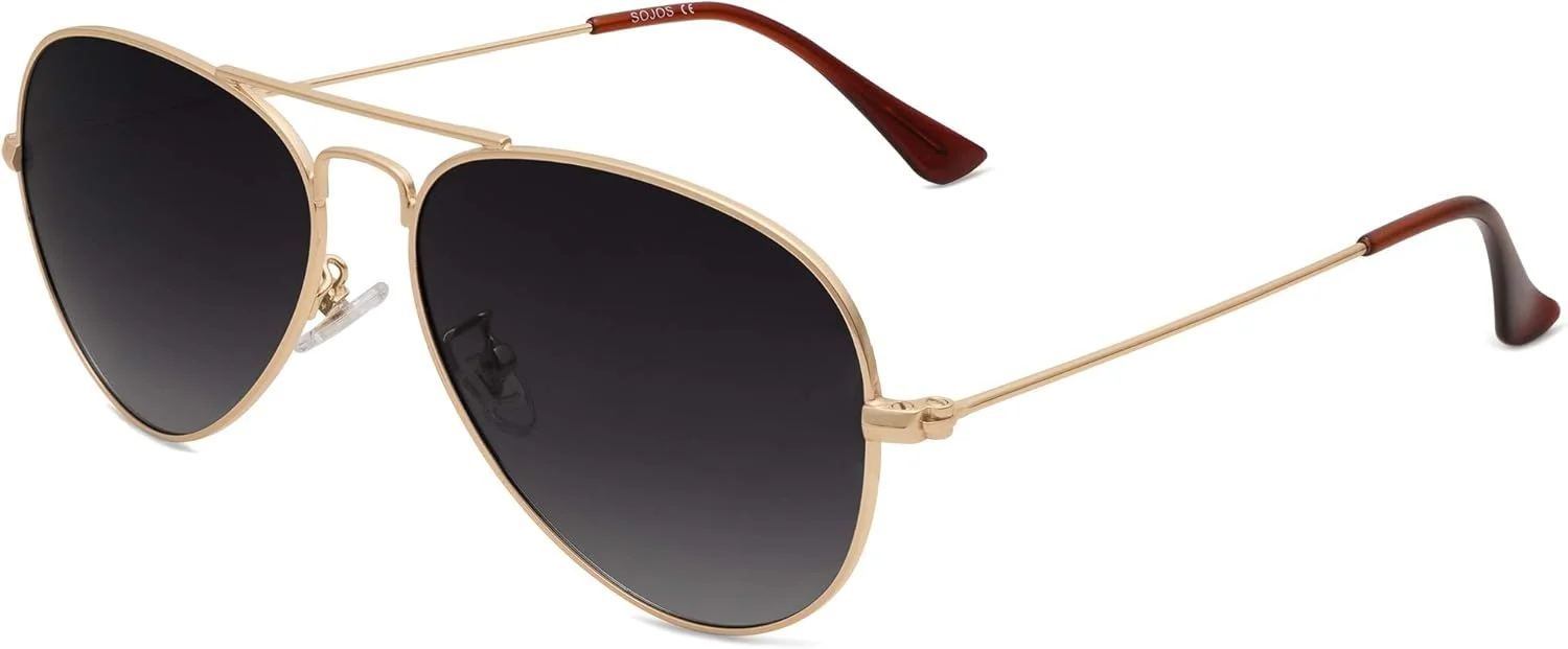 عینک آفتابی خلبانی کلاسیک پلاریزه SOJOS با لنزهای آینه ای UV400 مدل SJ1054