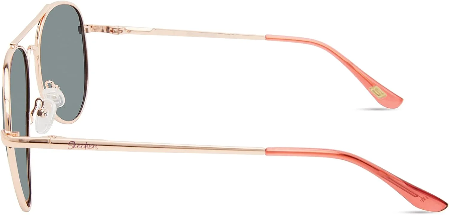 عینک آفتابی خلبانی پلاریزه زنانه اسکیچرز SEA6166، طلایی رز براق، 56 میلی متر