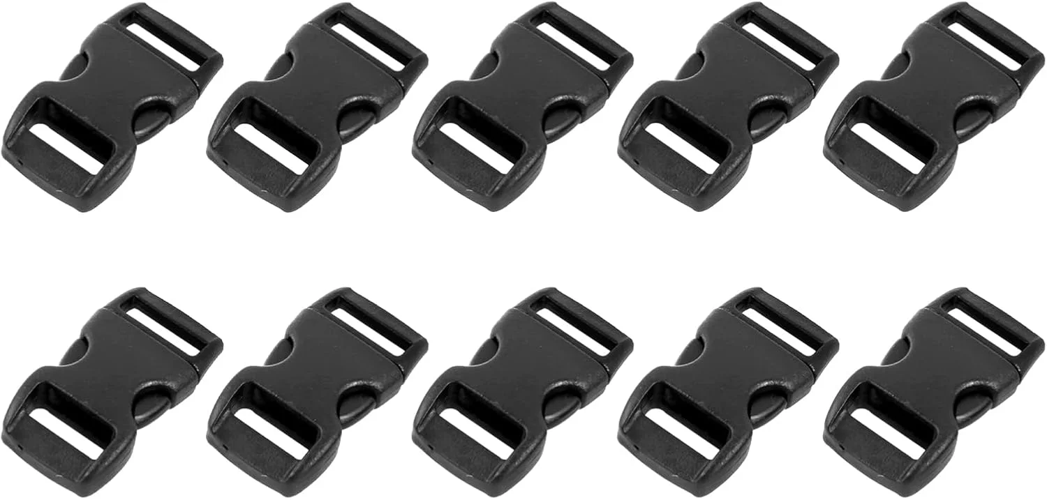 سگک رهاسازی سریع جانبی METALLIXITY (10 میلی متر / 0.39 اینچ) 10 عددی، سگک های پلاستیکی قابل تنظیم - برای بند کوله پشتی، مشکی