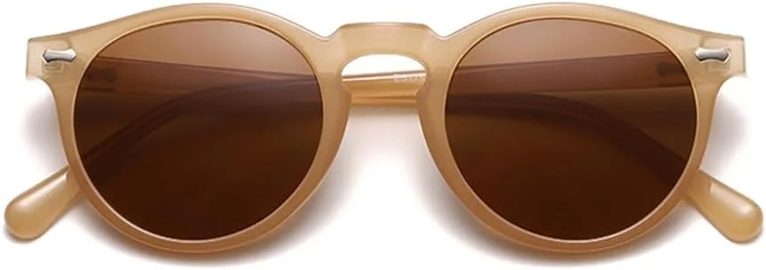 عینک آفتابی گرد رترو SJBNCai برای زنان و مردان، عینک آفتابی گرد به سبک وینتیج پلاریزه، محافظت از اشعه ماوراء بنفش، مناسب برای فضای باز