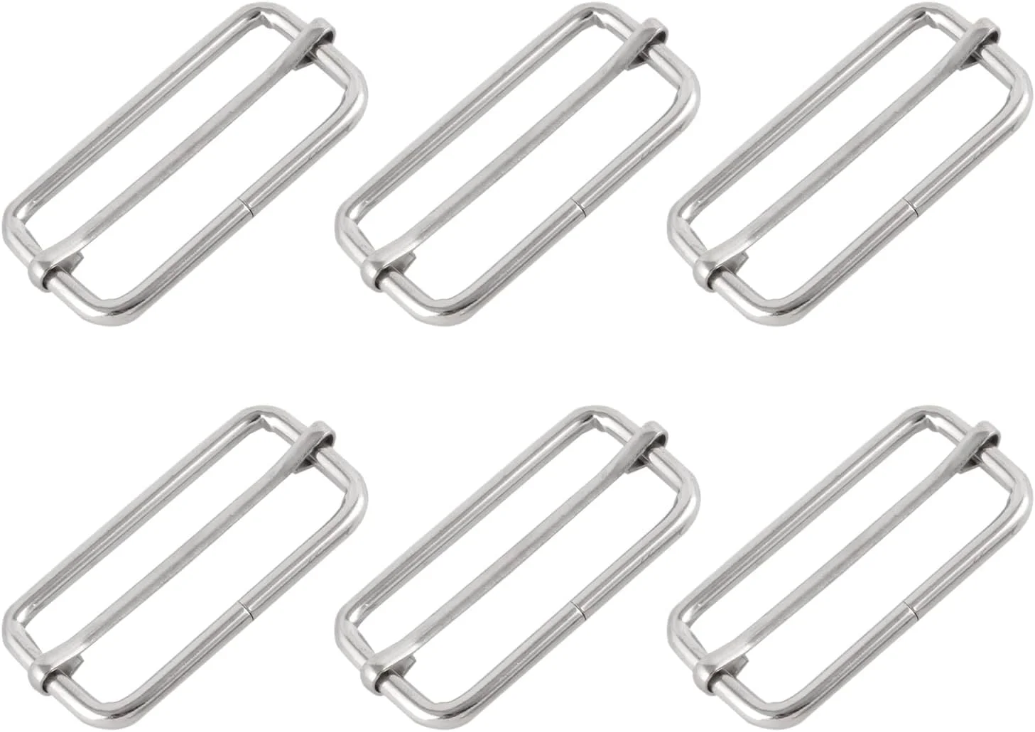 سگک لغزنده کمربند کیف METALLIXITY (50 میلی متر/2 اینچ) 6 عددی، سگک های فلزی قابل تنظیم - برای بند کمربند، نقره ای