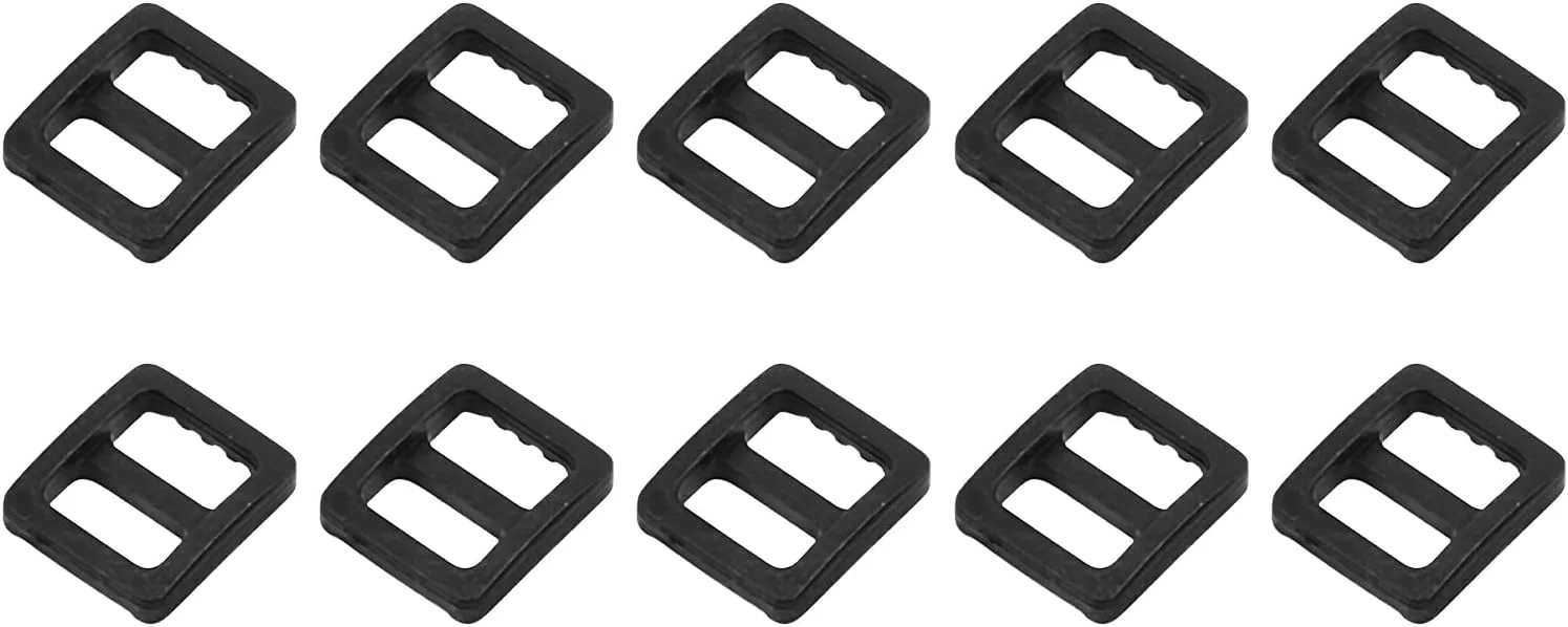 سگک لغزنده کمربند کیف METALLIXITY (1 سانتی متر/0.4 اینچ) 10 عددی، بست های سگک قابل تنظیم پلاستیکی - برای بند کمربند، مشکی