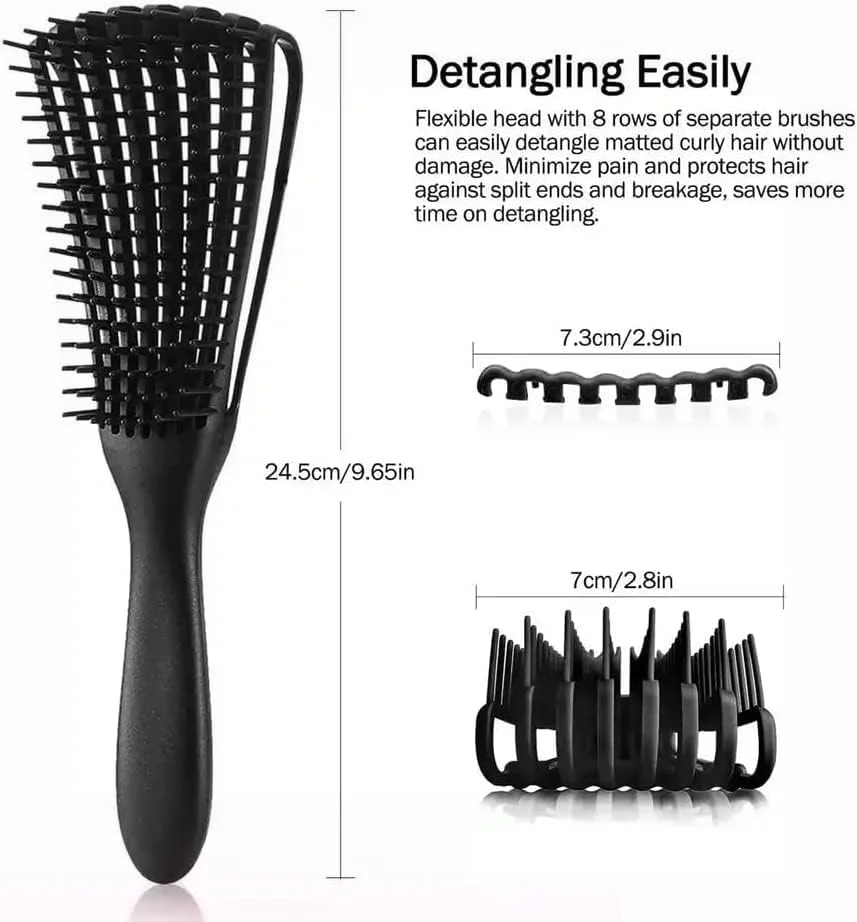برس مو EZ Detangler - مناسب برای موهای فر/آفرو 3a-4c، موج دار/فر/پیچ خورده/ضخیم/بلند (آبی)