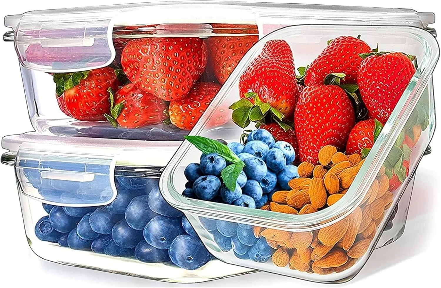 ظروف نگهداری غذای شیشه ای توشیونیکس نچرالز 1000 میلی لیتر، جعبه نگهداری شیشه ای بدون BPA با درب - ضد نشت، جعبه نگهداری غذای قابل استفاده مجدد مناسب برای ماشین ظرفشویی، فریزر، مایکروویو (2 عدد)