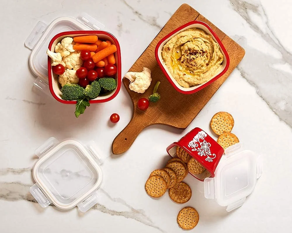 temp-tations® Floral Lace Nesting Square Ceramic Containers with Lid - 3 Piece - Red - Oven Microwave Freezer Refridgerator Safe Ceramic hand painted bakeware for baking serving kitchen cooking gift temp-tations® Floral Lace Nesting Square Ceramic Containers with Lid - 3 Piece - Red - Oven Microwave Freezer Refridgerator Safe Ceramic hand painted bakeware for baking serving kitchen cooking gift