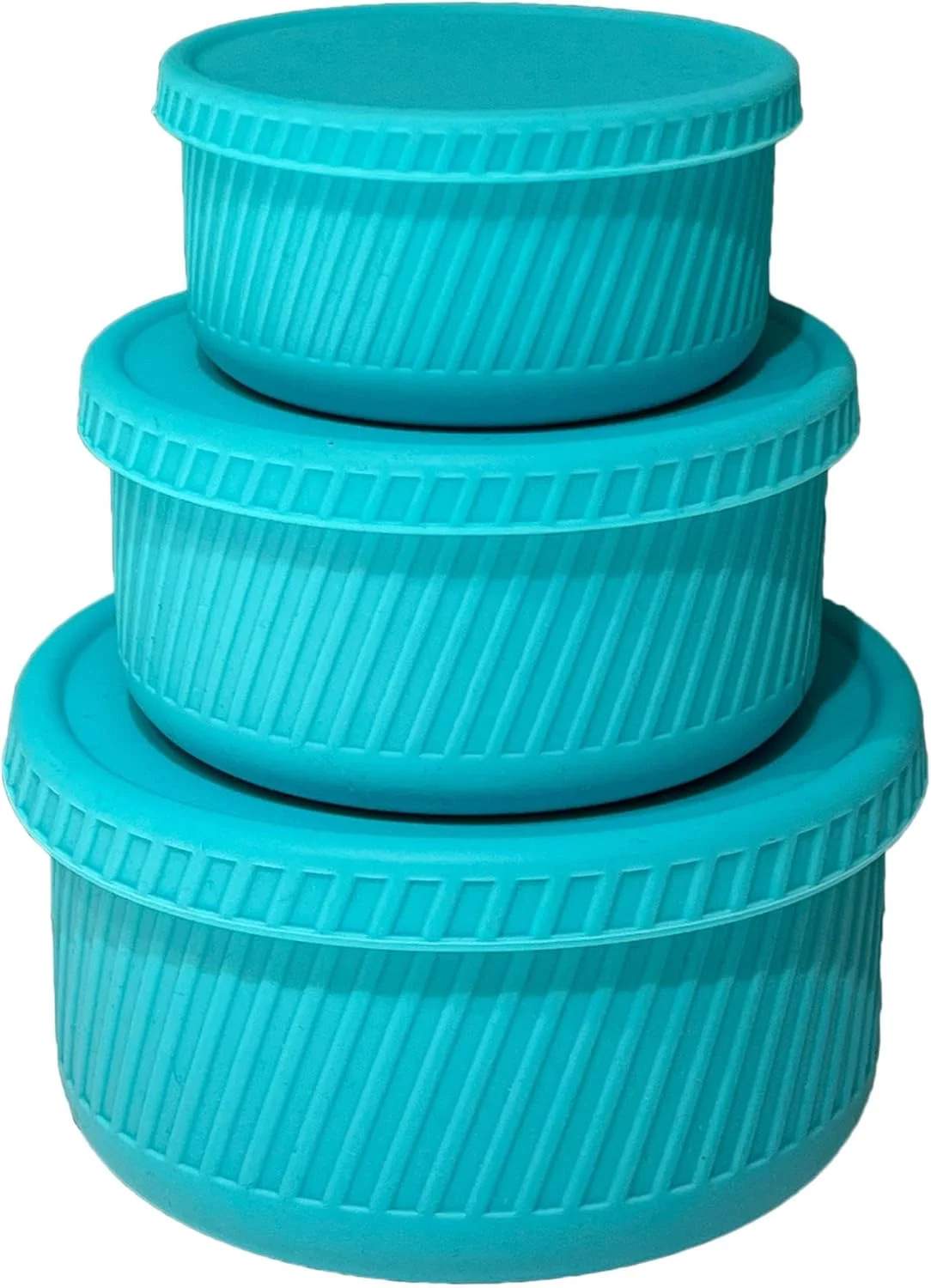 ظروف نگهداری غذا TERRIFI، ساخته شده از 100% سیلیکون، ست 3 کاسه سیلیکونی با درب، فاقد BPA، درجه غذایی ایمن، قابل استفاده مجدد، قابل استفاده در مایکروویو، ماشین ظرفشویی و فریزر، کوچک، متوسط، بزرگ، سبز